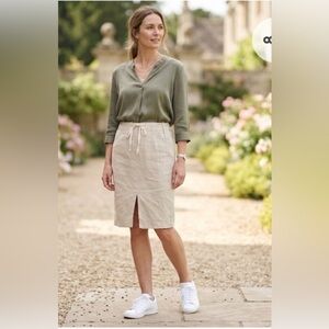 Authentic Moschino Mainline Beige Cotton-Linen Midi Skirt Size 8 code:DV01440426